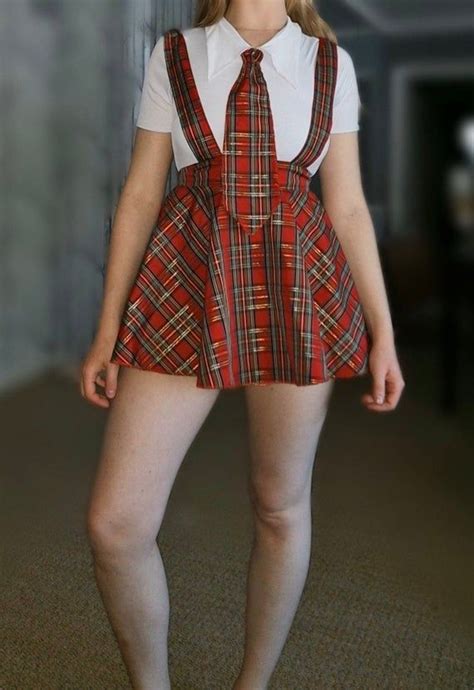 1990s Vintage Red Plaid School Girl And White Leotard Etsy In 2020
