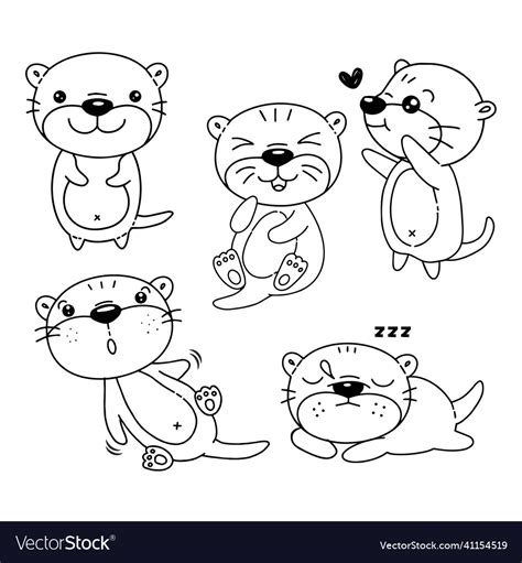 Cute Outlined Otter Coloring Royalty Free Vector Image