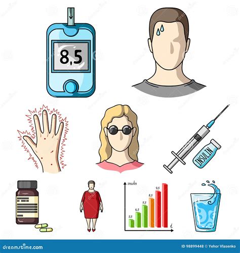 Symptoms And Treatment Of Diabetes Diabetes Icon In Set Collection On