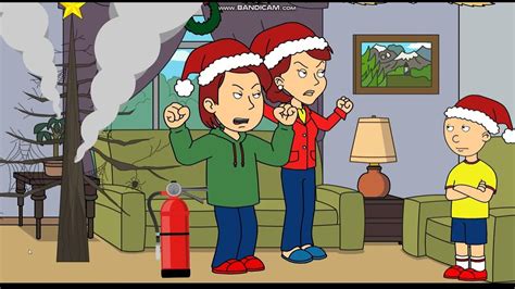 Caillou Burns The Xmas Tree And Gets Grounded Youtube