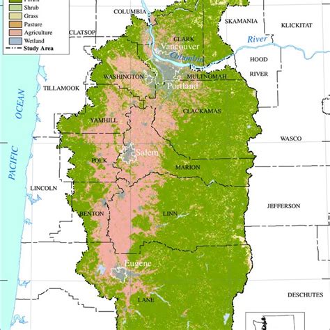 Location Of The Willamette River Basin And Surrounding Area Oregon And