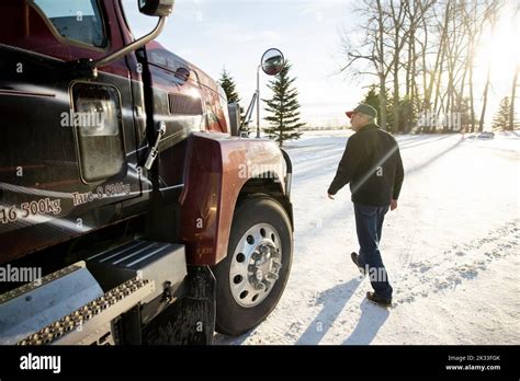 Driver checking milk tanker truck Stock Photo - Alamy