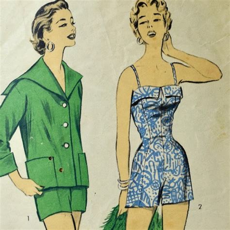 Advance 7130 Vintage 1950s Sewing Pattern Playsuit Swimsuit Etsy