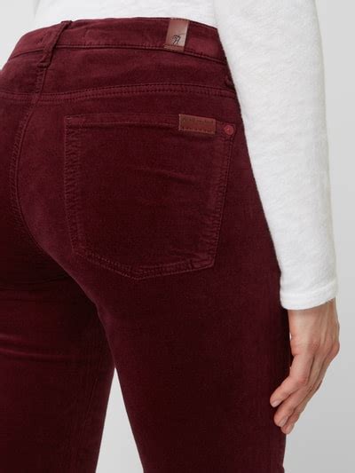 For All Mankind Skinny Fit Samthose Mit Stretch Anteil Bordeaux Rot