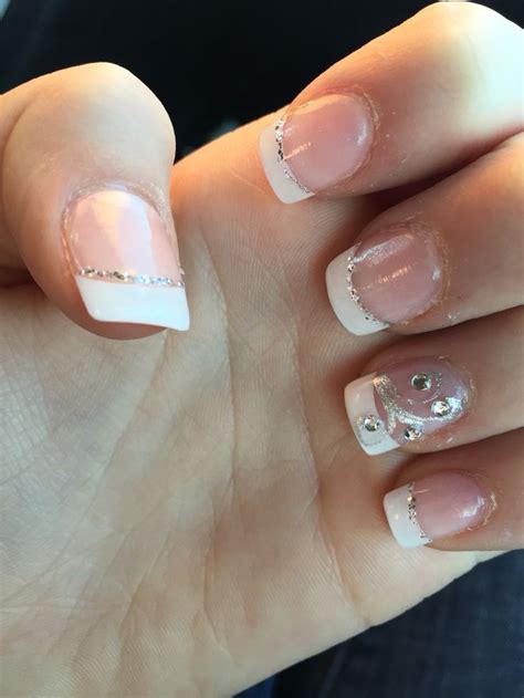 White French Manicure With Glitter Swirl Accents Love Them Pinterest
