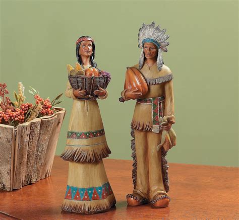Thanksgiving Native American Couple Figurines Native American Thanksgiving Pilgrims And