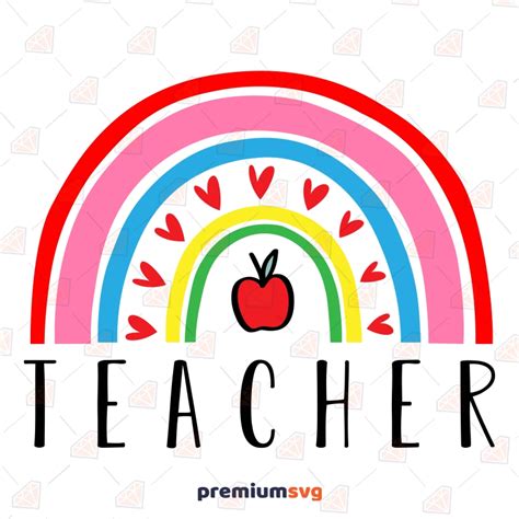 Teacher Rainbow With Apple Svg Design Premiumsvg