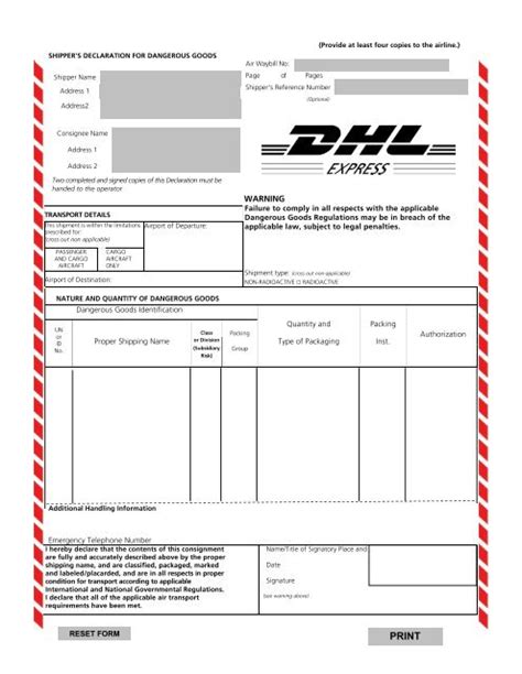 Shipper Declaration Form Fill Online Printable Fillable Blank Gambaran