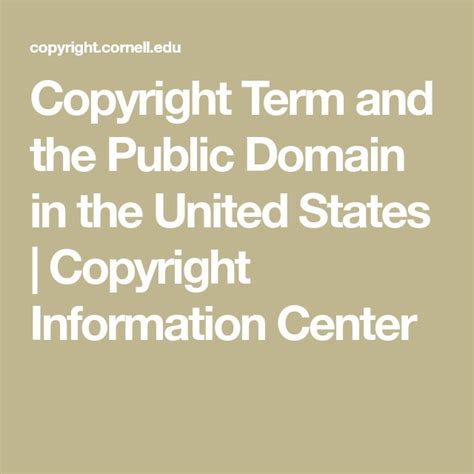 Copyright Term And The Public Domain In The United States Copyright