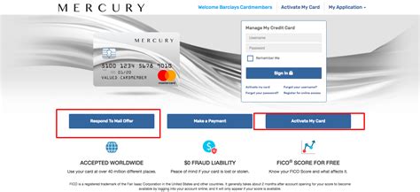 You will need to activate your card online or via sms before use. www.mercurycards.com - Mercury MasterCard Credit Card Activation - Credit Cards Login