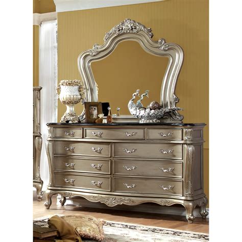 Furniture Of America Luxington Gold Floral Carved 9 Drawer Dresser