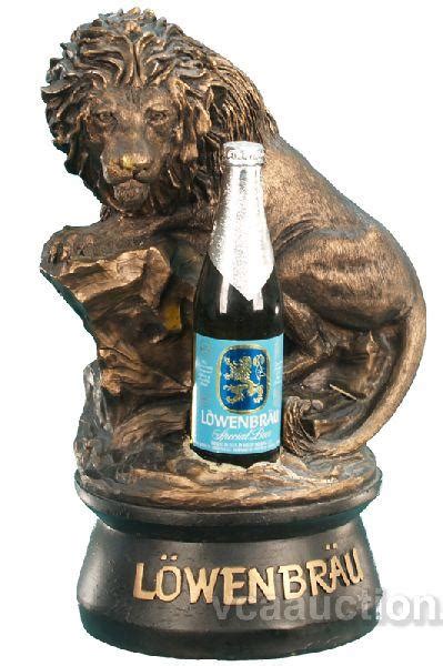 Lowenbrau Beer Lion Statue W Bottle 17 Tall