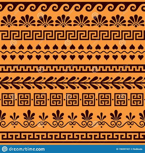 Greek Seamless Vector Pattern Set Ancient Floral And Geometric