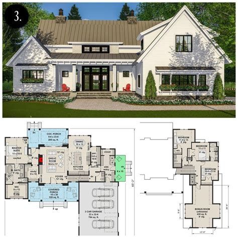 Story Open Concept Story Modern Farmhouse Plans See More