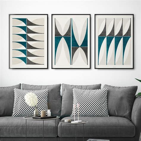 Set Of Three Art Prints Abstract Geometric Wall Art Prints Modern