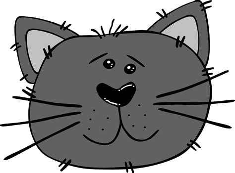 Cartoon Cat Face 2 Black White Line Art Svg Clipart Best Clipart Best