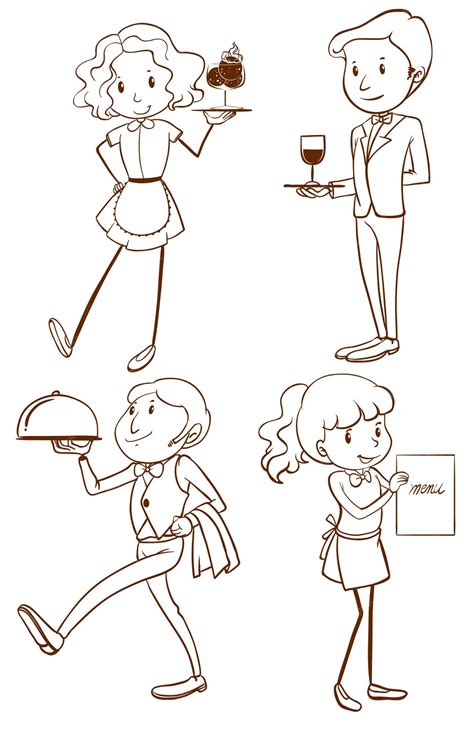 Free Vector Simple Drawings Of Waiters And Waitresses
