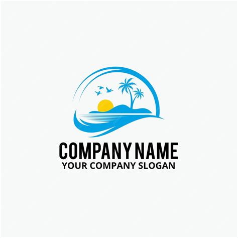 Palm Beach Logo Design Премиум векторы