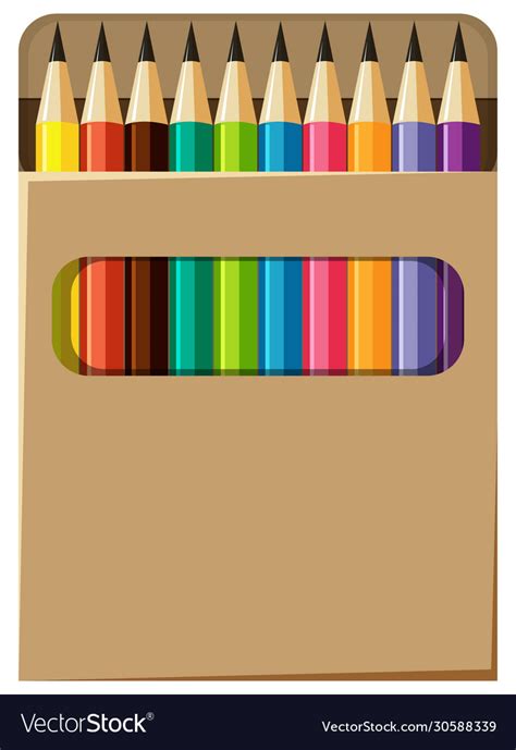 Box Pencils With Different Colors Royalty Free Vector Image