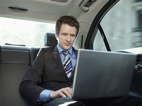 Businessman In A Car With Laptop Stock Photo Image Of Commute