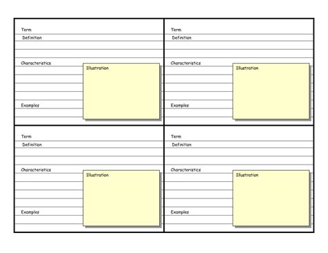 Blank Vocabulary Card Template Vocabulary Flash Cards With Regard To