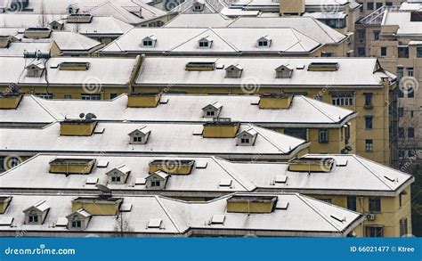 Snow Covered Roof Stock Image Image Of Climate Scenic 66021477