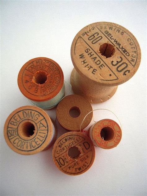 Vintage Stamped Wooden Thread Spools Sewing Altered Art Found Etsy