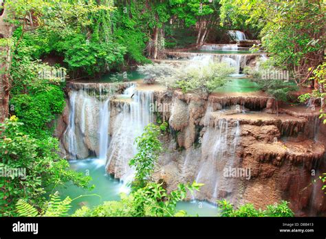 Huay Mae Kamin Waterfall In Kanchanaburi Thailand Stock Photo Alamy