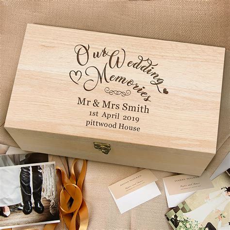 Personalised Wedding Memory Boxes Keepsake Engraved Oak Wood Etsy