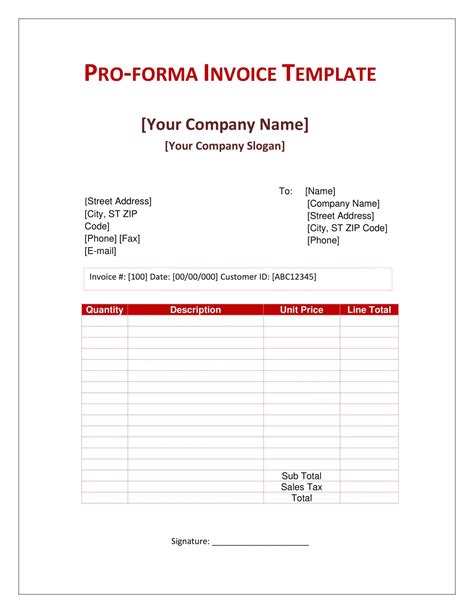 Free Printable Proforma Invoice Templates Word Excel Pdf