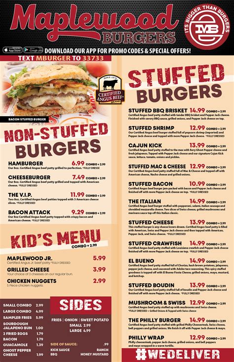 Burger Menu Check Out Our Delicious Burgers Here Maplewood Burgers