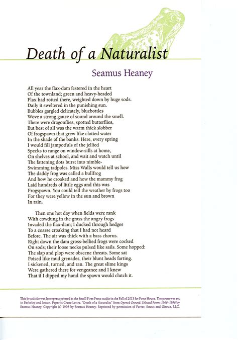Death Of A Naturalist Seamus Heaney