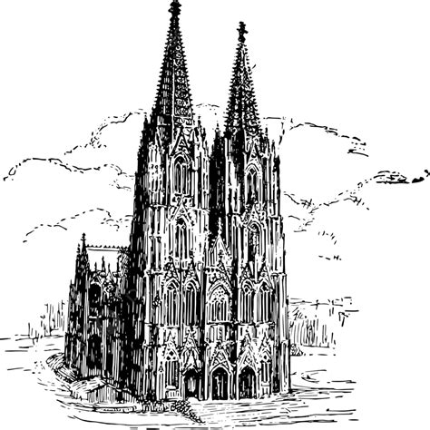 Cologne Cathedral Vintage Illustration Line Vintage Art Vector Line