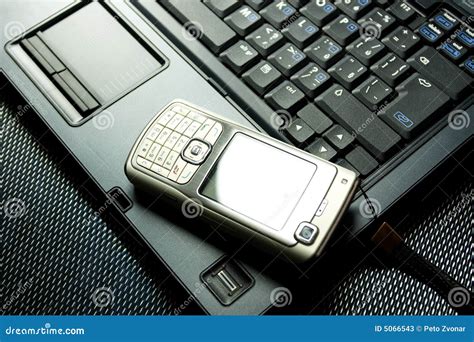 Mobile Phone On A Laptop Stock Image Image Of Break Modern 5066543
