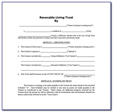 Revocable Living Trust Form California Form Resume Examples Enk6WjjDbv