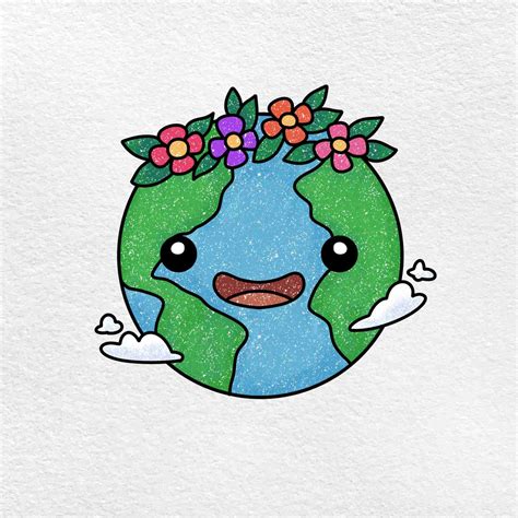 Cute Earth Drawing Helloartsy