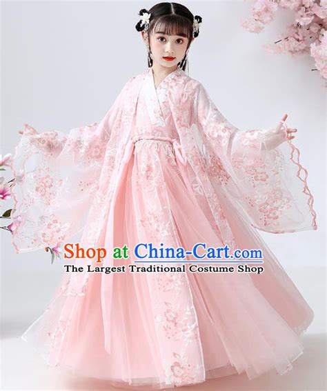 Chinese Traditional Royal Princess Pink Hanfu Dress Ancient Han Dynasty Girl Costumes Cloak