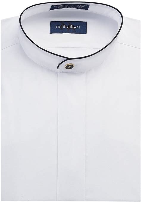 Neil Allyn Mens Dress Shirt Banded Collar With Black Piping Walmart