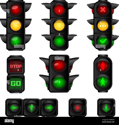 Traffic Lights Icons Set Cartoon Set Of Traffic Lights Vector Icons