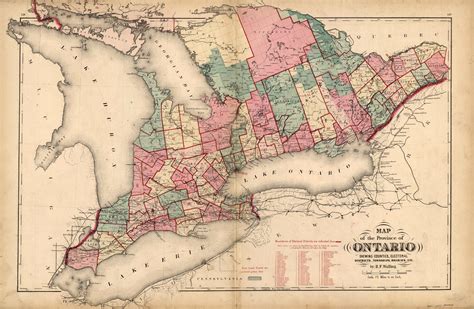 Map Of The Province Of Ontario Shewing Counties Electorial Districts