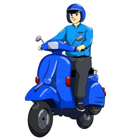 Blue Vespa Motorbike Rider Motorcycle Vespa People Png Transparent