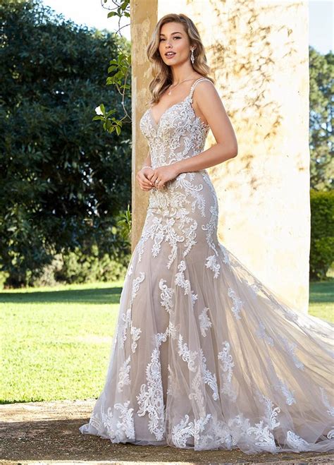 Lorie Mermaid Wedding Dress Elegant Lace Appliques With Tulle Bridal
