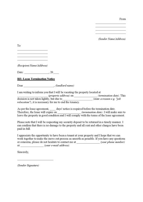 lease termination letter template free download easy legal docs