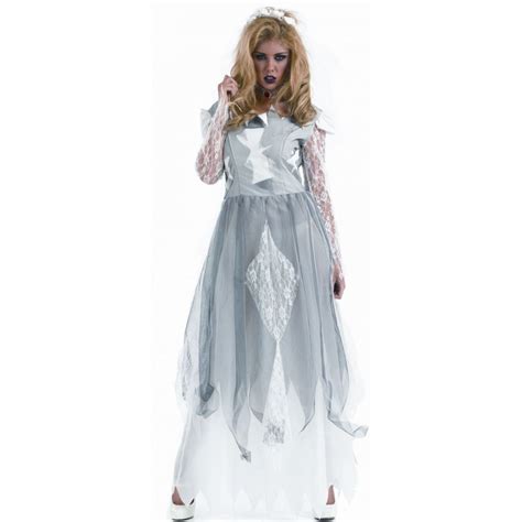 Ladies Ghost Halloween Spirit Corpse Bride Haunting Fancy Dress Costume