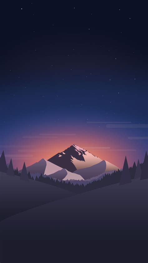 Free Download Digital Minimal Mountains Forest Night Iphone Wallpaper