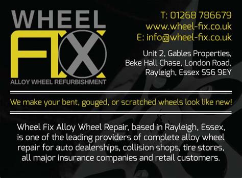 We also work with all other makes and models of car. Wheel Fix | what's on in Essex | Events | Hotels | Essex ...