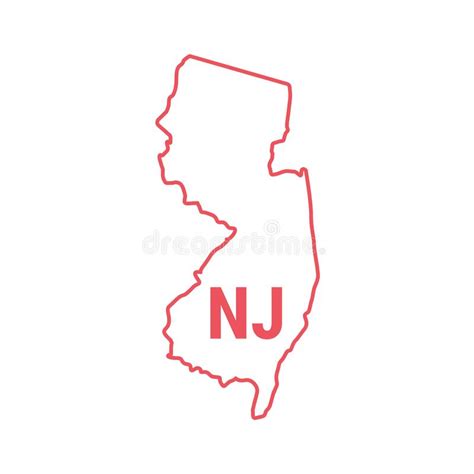 New Jersey Us State Map Outline Dotted Border Stock Illustration