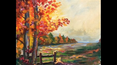 Beginner Learn To Paint A Landscape Full Acrylic For Fall Autumn