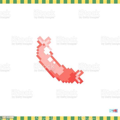 Pixel Art Sausage Icon Vector 8 Bit Style Illustration Of Sausage Food