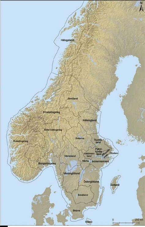 Law Areas Of The Scandinavian Peninsula C 1200 Norse